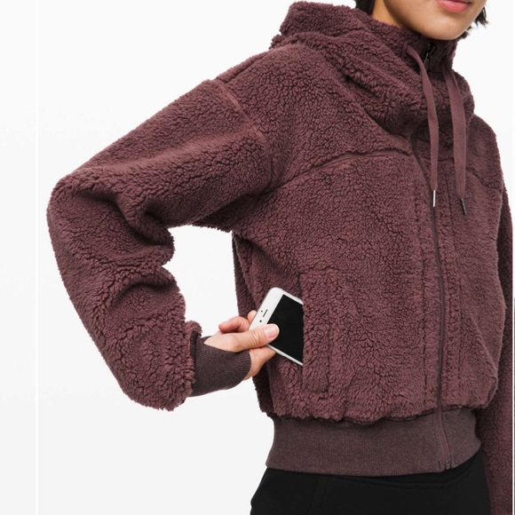 Lululemon Short Sweet & Sherpa Jacket Hoodie size small - Antique Bark - Picture 5 of 13